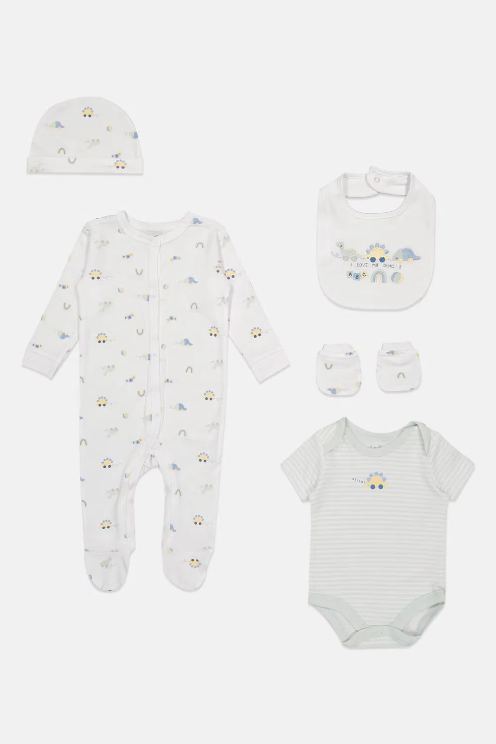 Боди-комбинезон с принтом комплект 5 предметов с нагрудником Rock-A-Bye Baby Boutique, разноцветный — фото 2