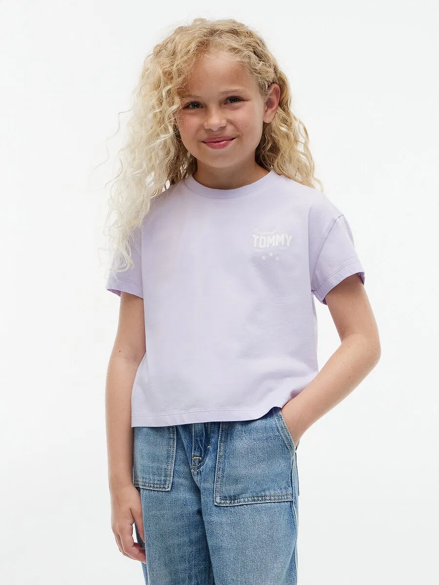 Футболка TOMMY HILFIGER сиреневого цвета — фото 2