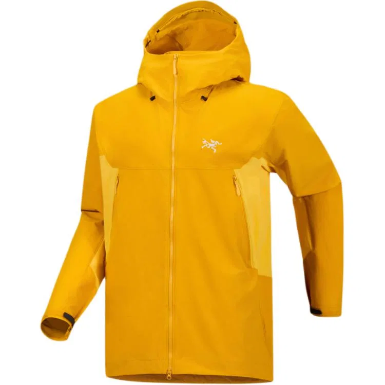 Мужская софтшелл-куртка с капюшоном SERRATUS Arcteryx, New Moon Yellow/Wild Bloom Yellow/NUCLEUS/LARCH