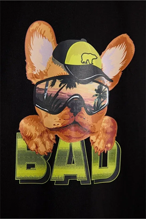 Детская футболка для девочек с принтом Spark kids Bad Bear, Black — фото 3