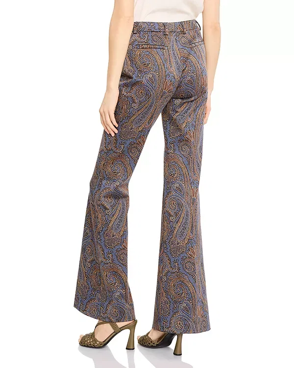 Женские брюки с принтом Paisley Flared Pants Etro, Multi Color/Blue — фото 3