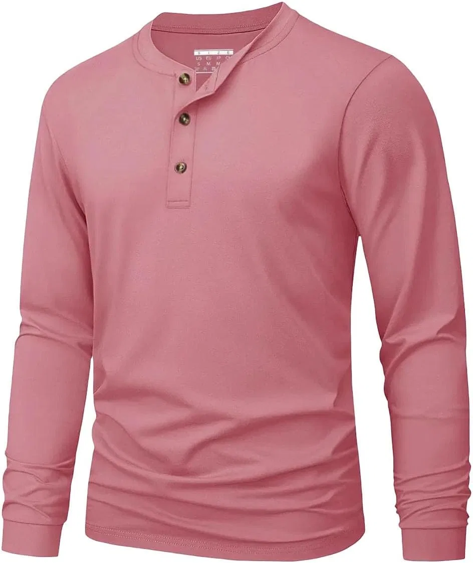 Мужская хлопковая футболка с длинным рукавом Henley Vintage, 45
