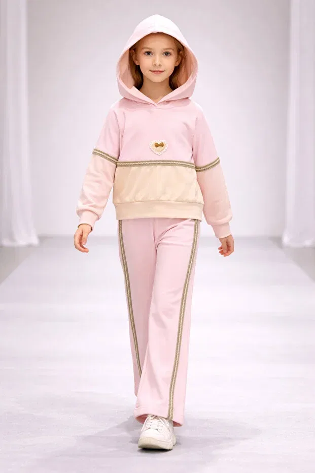 Детский спортивный костюм для девочек с капюшоном Prenses Peri Kids, Pink