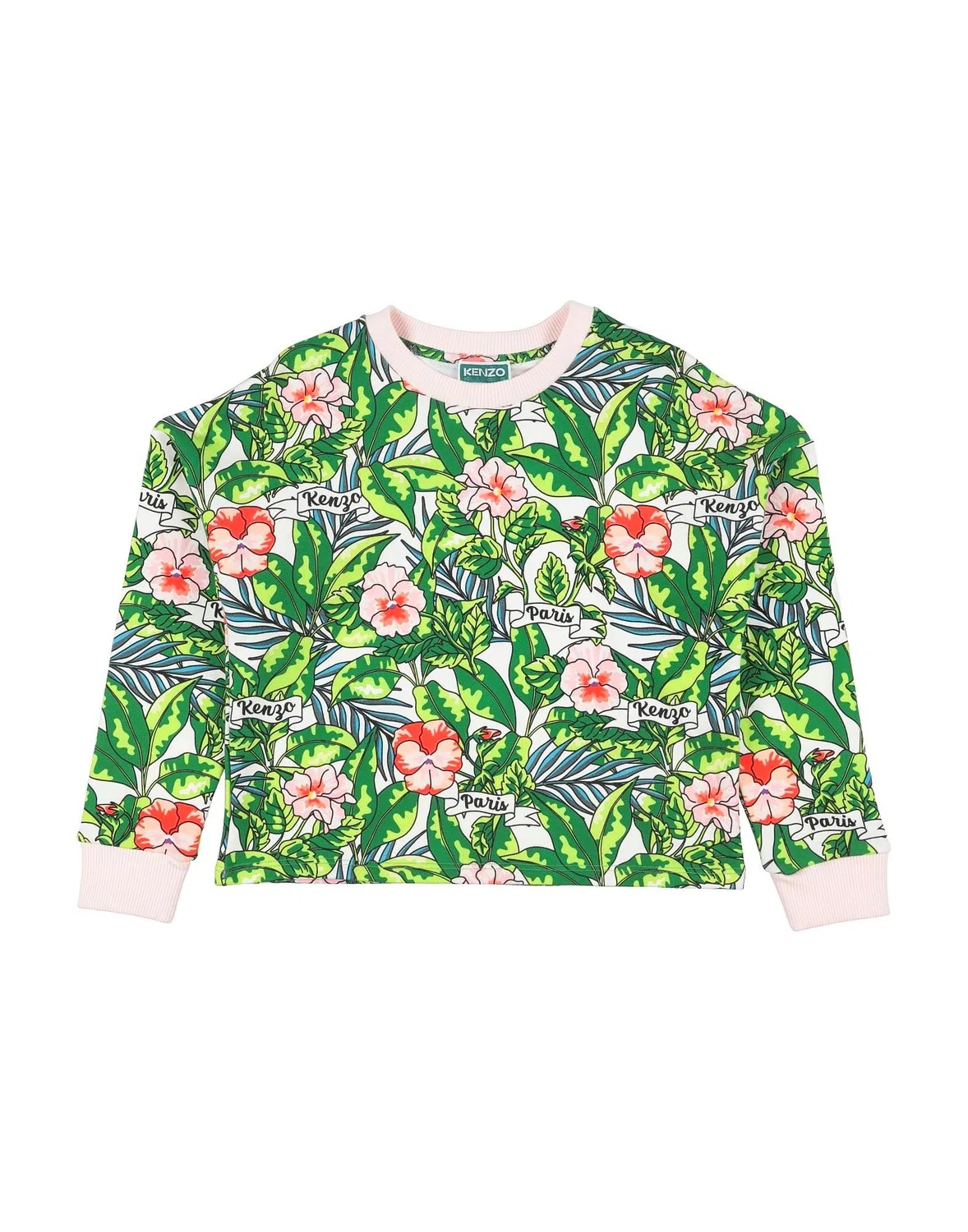 Детское худи с принтом Kenzo Kids, зеленый