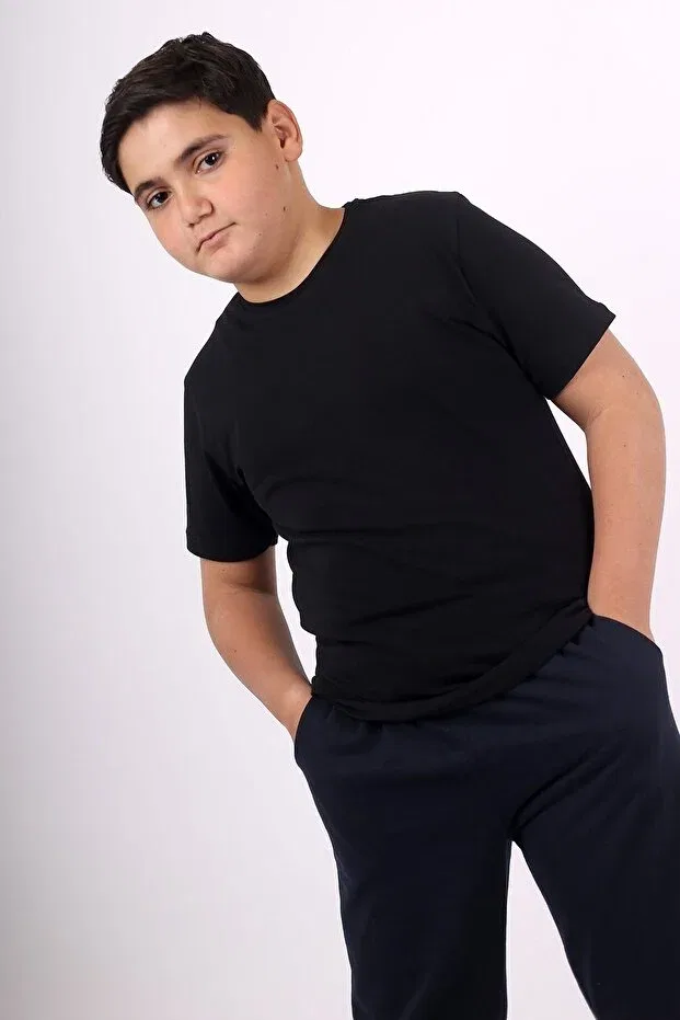 Детский спортивный костюм из джоггеров и футболки Çiggo Kids, Black-Blue — фото 2