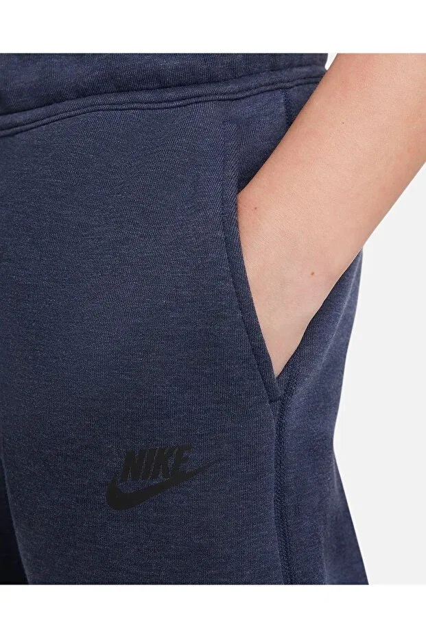 Детские спортивные штаны для девочек с принтом Tech Fleece Unisex Children's Trackpants Nike, Navy Blue — фото 4