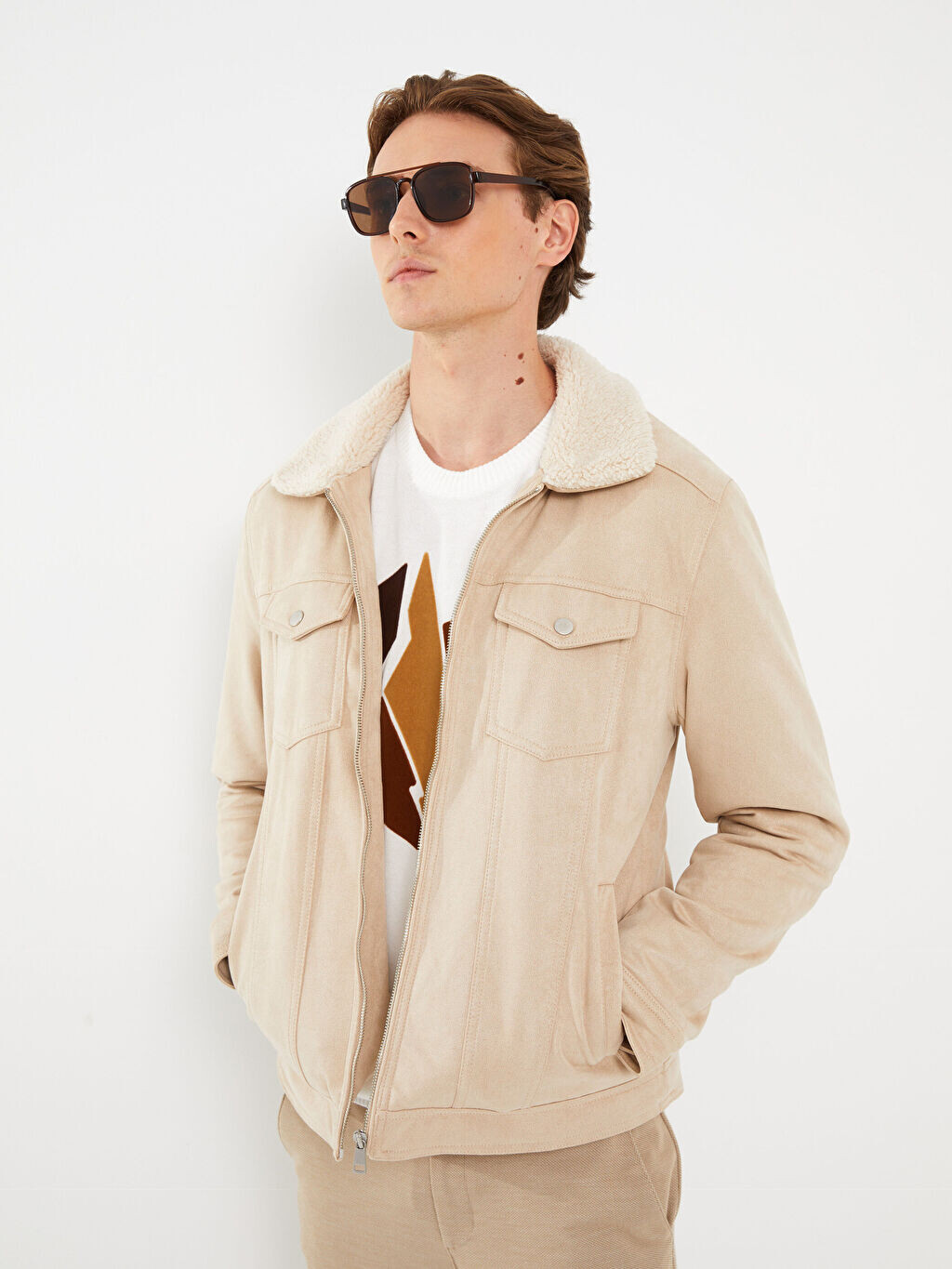 

Замшевое мужское пальто Slim Fit LCW Vision, Серый, Замшевое мужское пальто Slim Fit LCW Vision