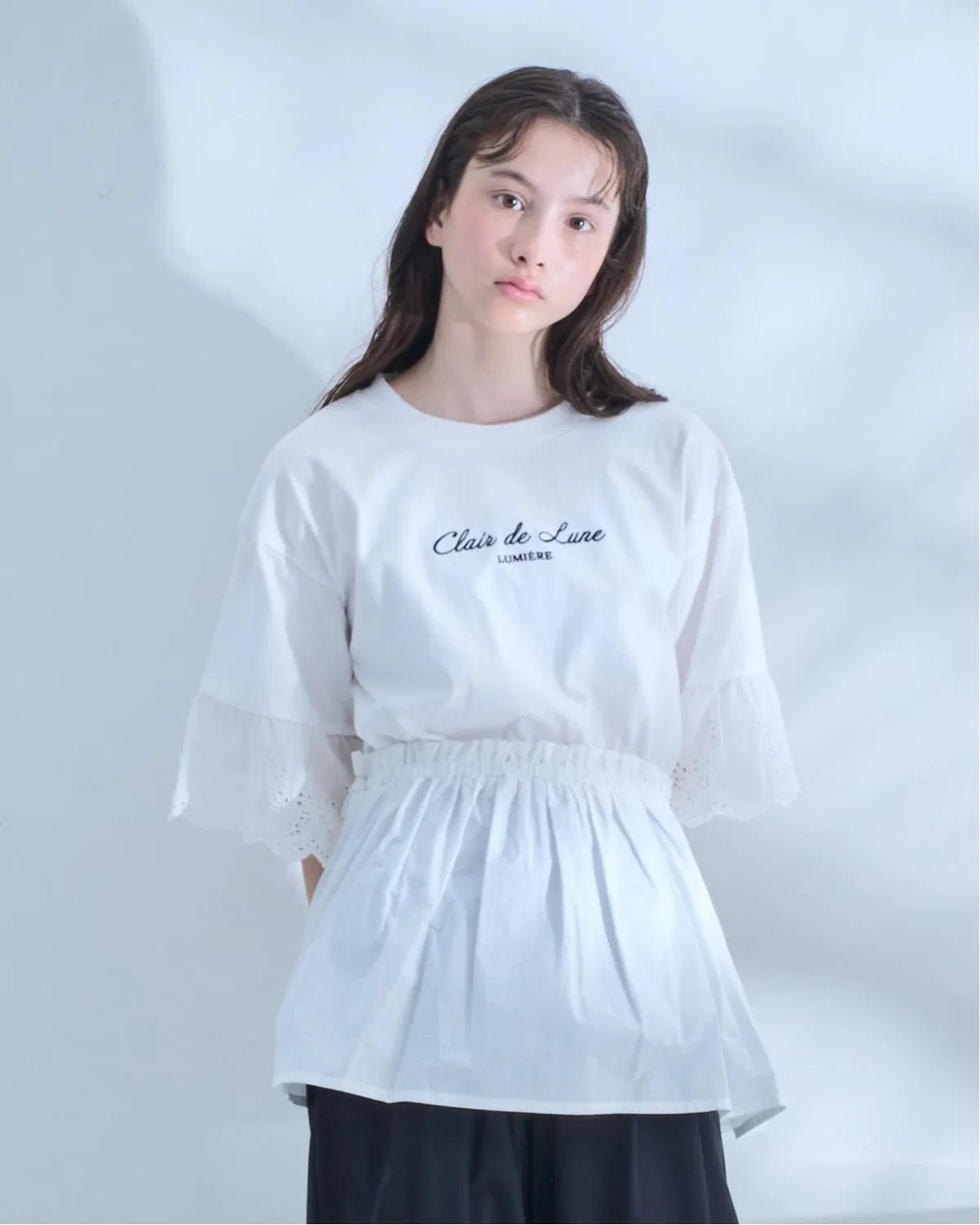 Pom ponette junior Детская футболка с пеплумом POM PONETTE AMI, Off White