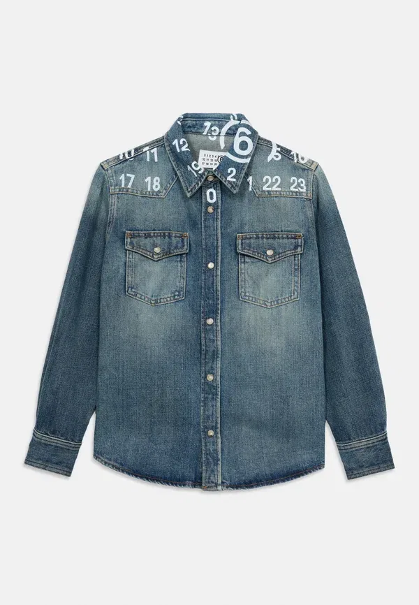 Блузка джинсовая Unisex button-down blouse Mm6 Maison Margiela Denim, синий — фото 3