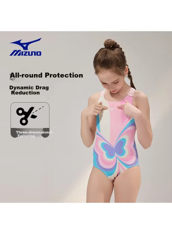 Купальник слитный для девочки с принтом бабочки C403 Mizuno, розовый — фото 3