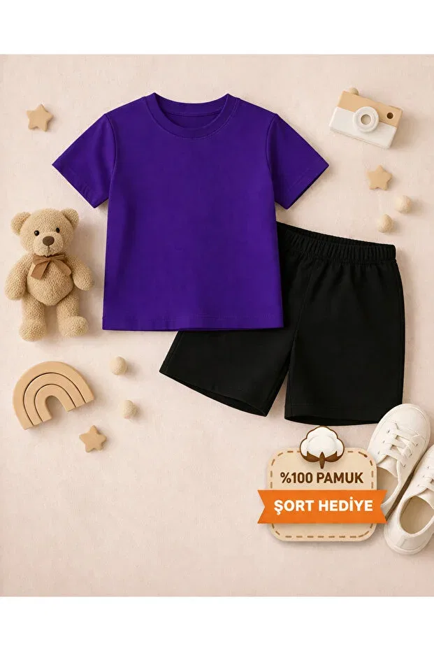 Детская хлопковое футболка для мальчиков Sportivea, Purple