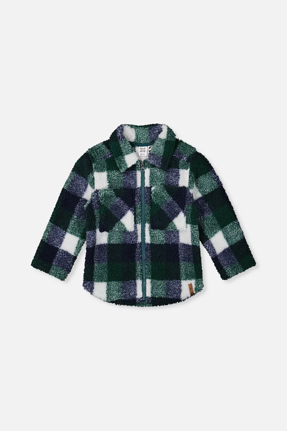 Детская рубаха-куртка на молнии с принтом Zipped Overshirt Deux par Deux, Blue and Green Checks