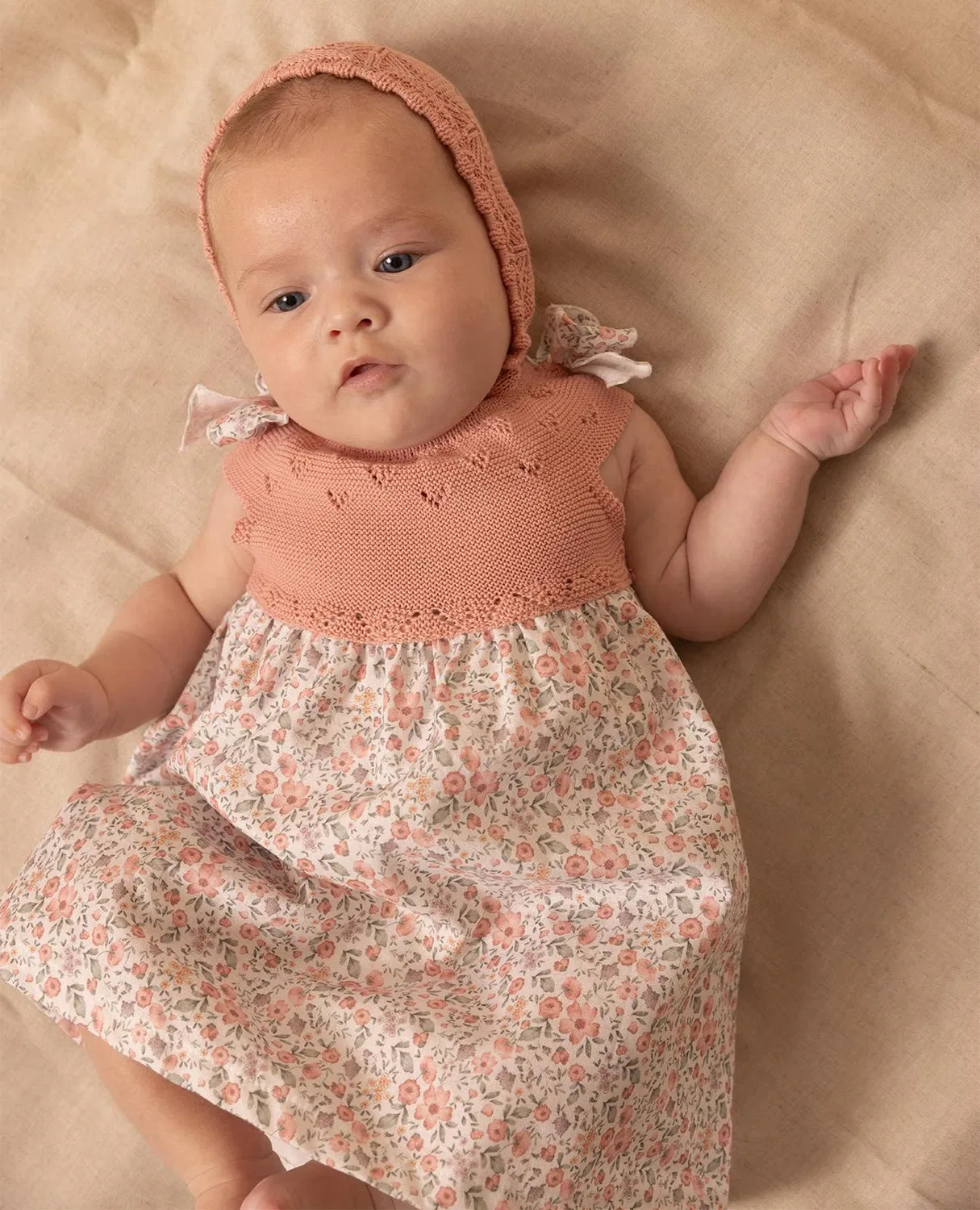 Детское платье трикотажный, Combinado Cuerpo Lazos, Fina Ejerique, Rosa claro