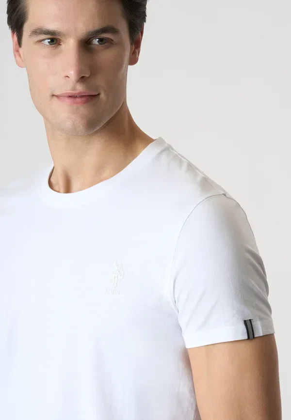 Футболка хлопковая Basic t-shirt U.S. Polo Assn., bianco, белый — фото 4