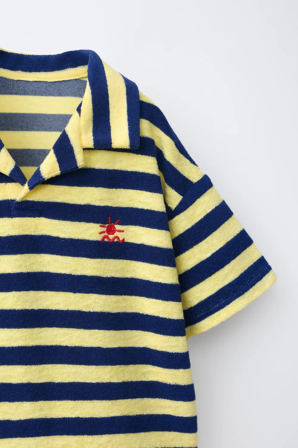 Комплект из полосатой махровой рубашки-поло и шорт-бермуд ZARA, Yellow — фото 3