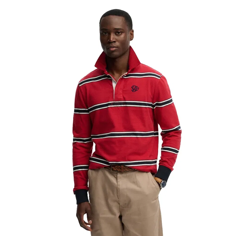 Мужское лонгслив-поло с полосами Vintage Athletic Stripe Superdry, Red