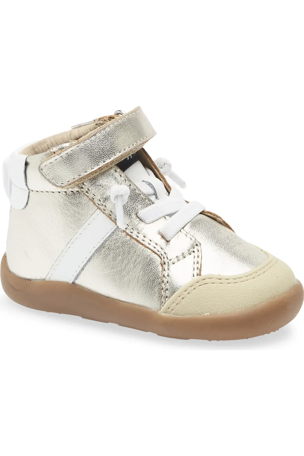 Детские кроссовки высокие ретро Leather Sneaker OLD SOLES, Gold/Snow