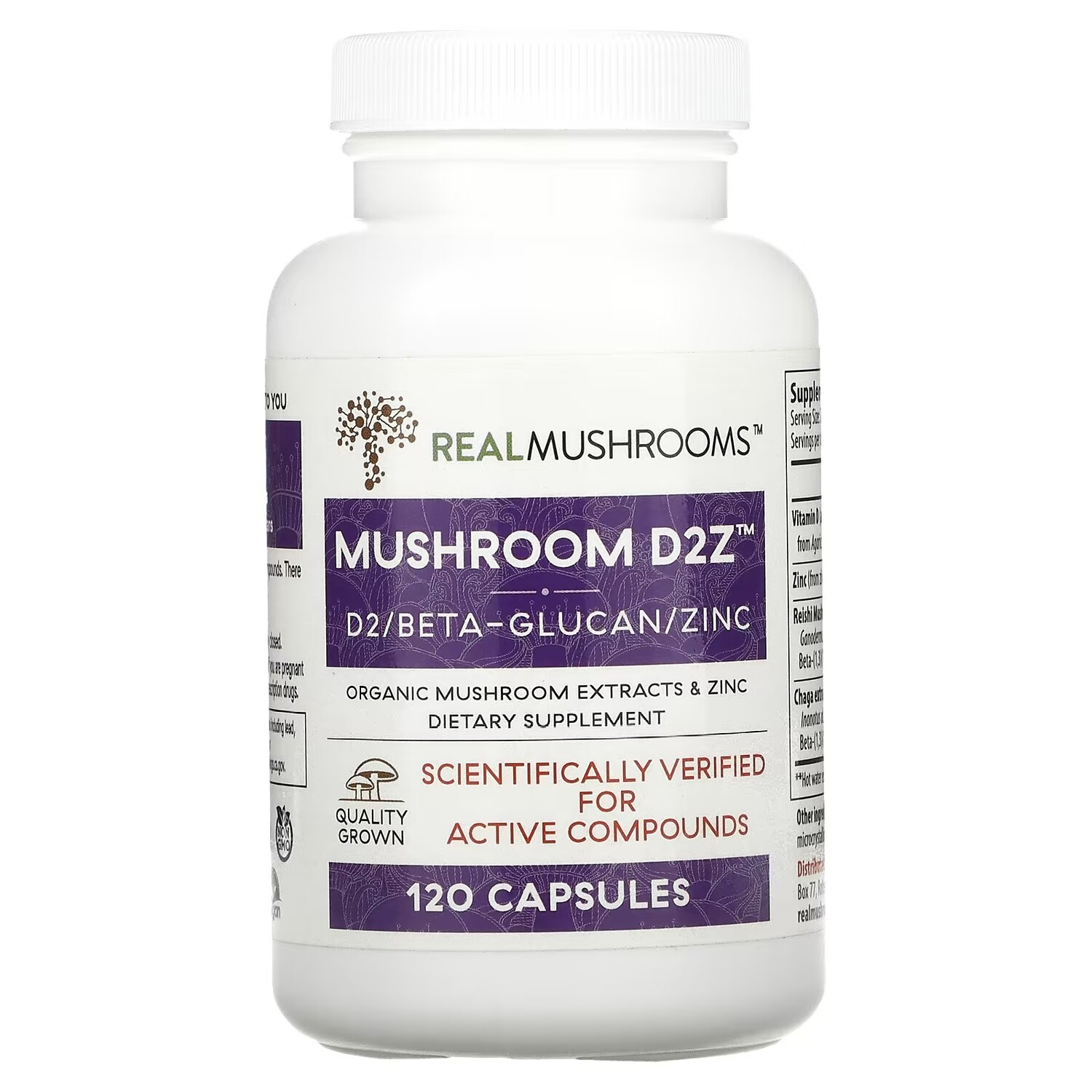 

Добавка - Бета-Глюкан Цинк Real Mushrooms D2Z, 120 капсул