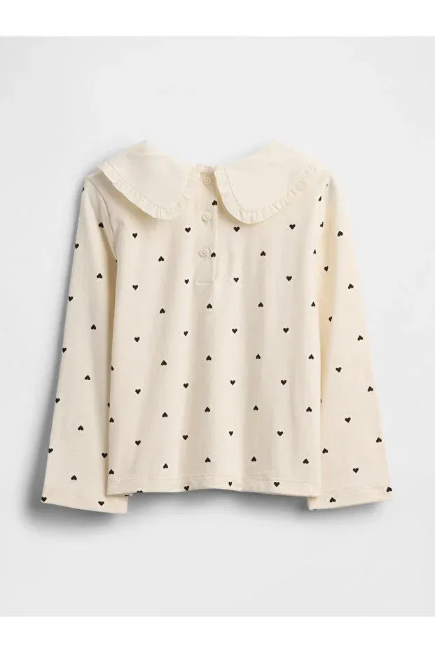 Детская футболка для девочек с принтом Baby Girl Cream Sailor Collar Gap, Cream-002 — фото 3