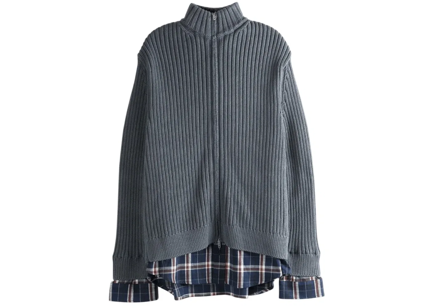 Мужской свитер с молнией Layered Zip Balenciaga, Navy Brown