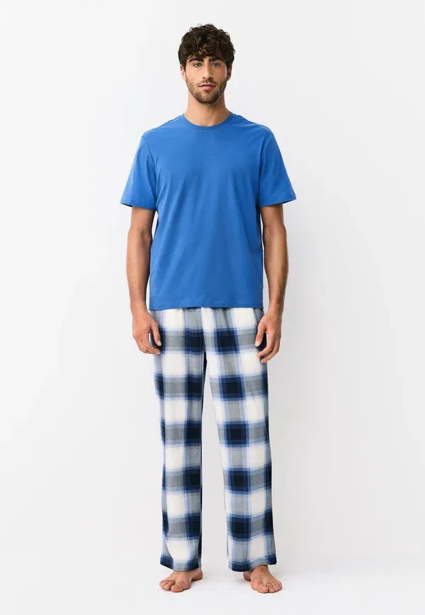 Пижамный комплект из хлопка и полиэстера Regular fit motionflex cosy short sleeve set Next, Teal Blue, синий
