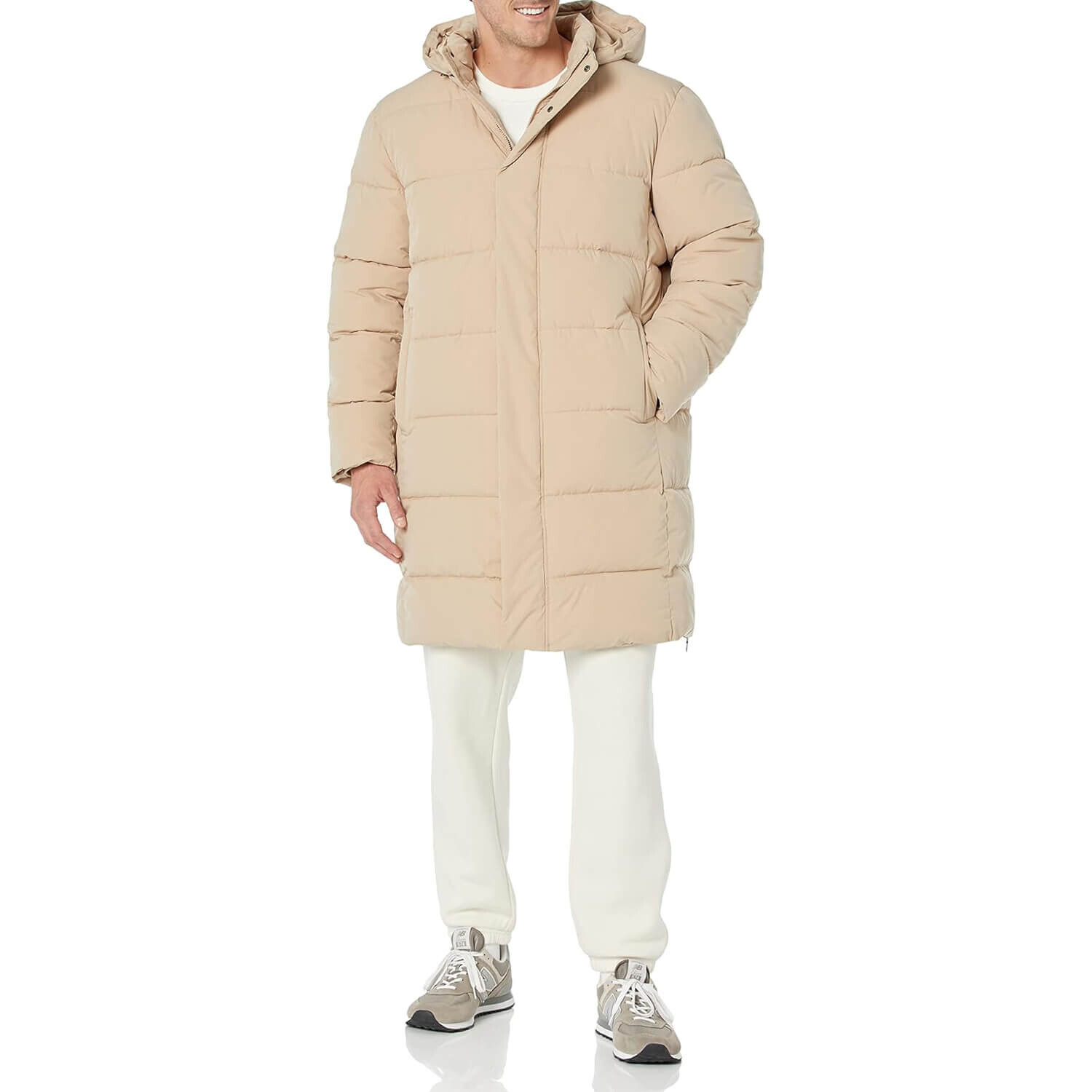 

Куртка Amazon Essentials Recycled Polyester Hooded Long, бежевый