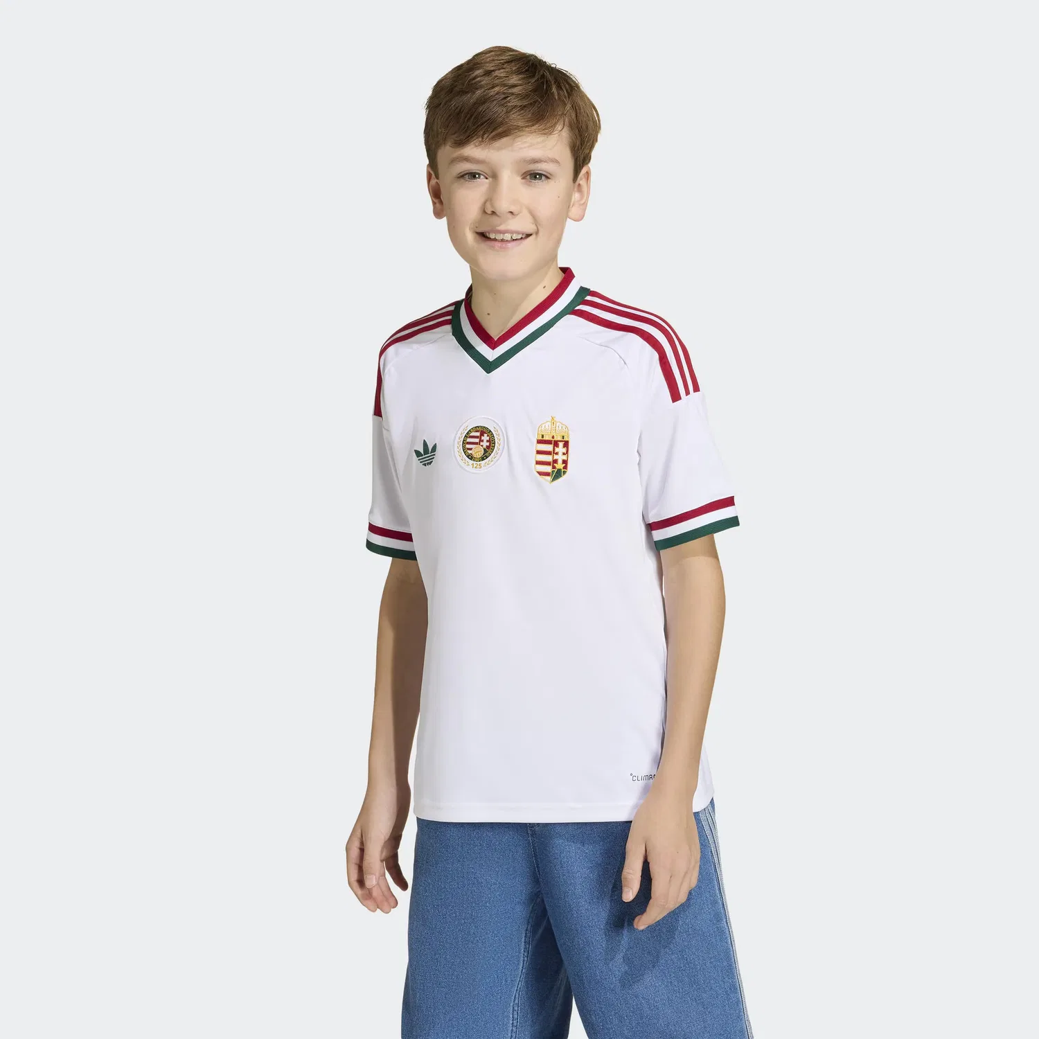 Детская выездная футболка Adidas Performance Shirt Hungary 26 Away Kids белого цвета