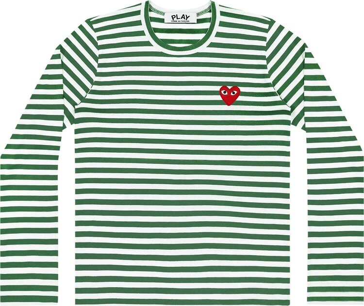 

Футболка Comme des Garçons PLAY Striped Long-Sleeve T-Shirt 'Green', зеленый