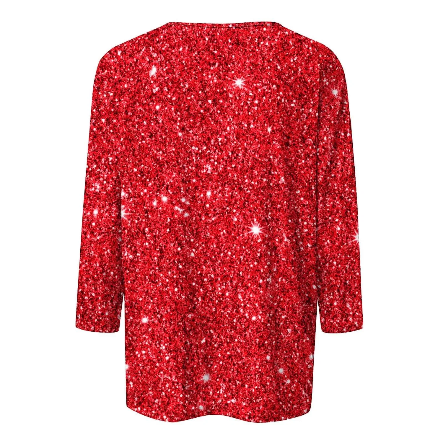 Женская футболка с блестками V-образным вырезом Retro Top, Red — фото 4