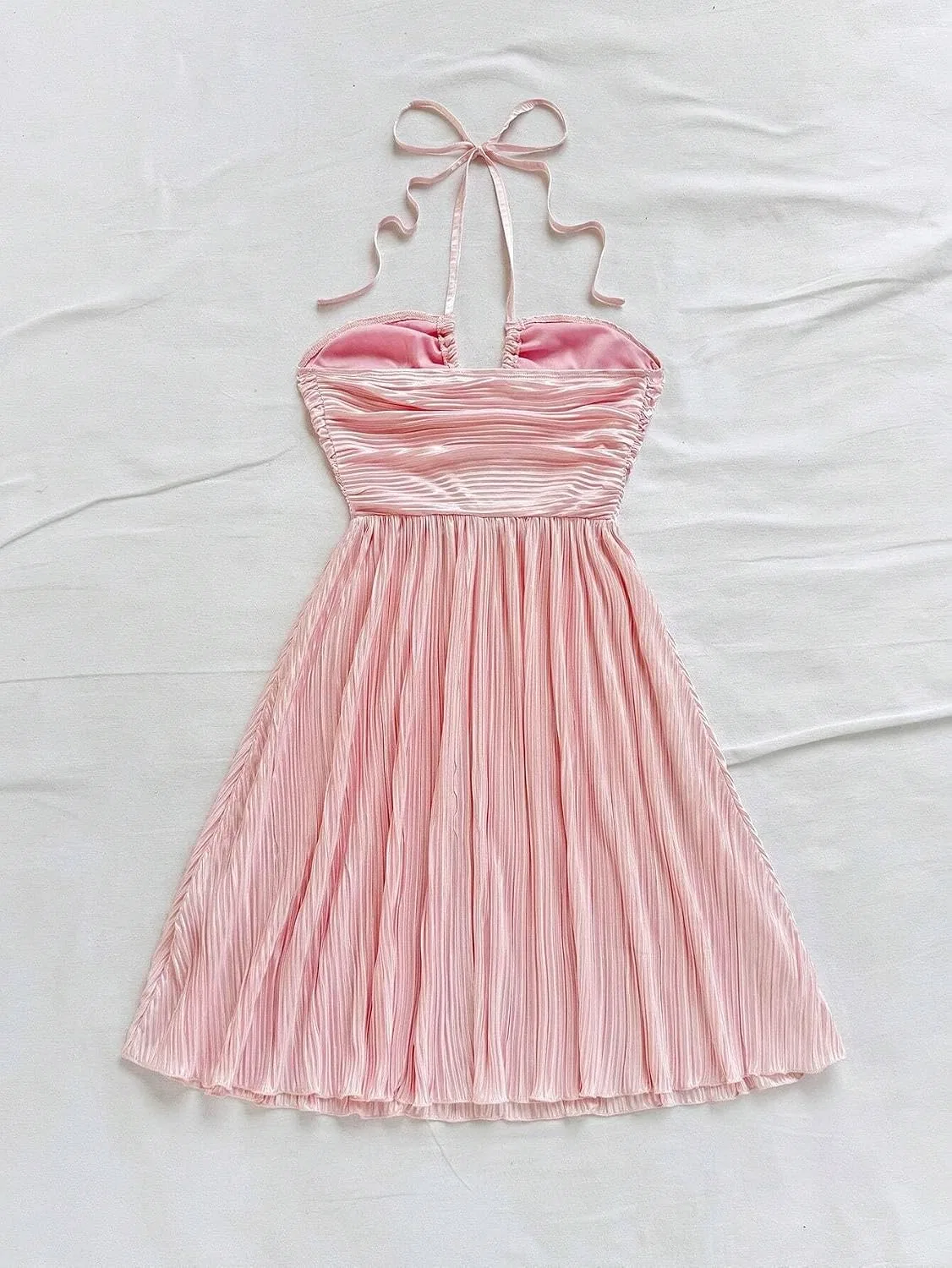 Женское мини-платье с открытой спиной A-line Boho, Pink — фото 3