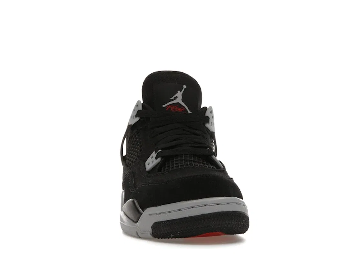 Детские кроссовки для мальчиков с вентиляцией Jordan 4 Retro Jordan, Black/Light Steel Grey/White/Fire Red — фото 2