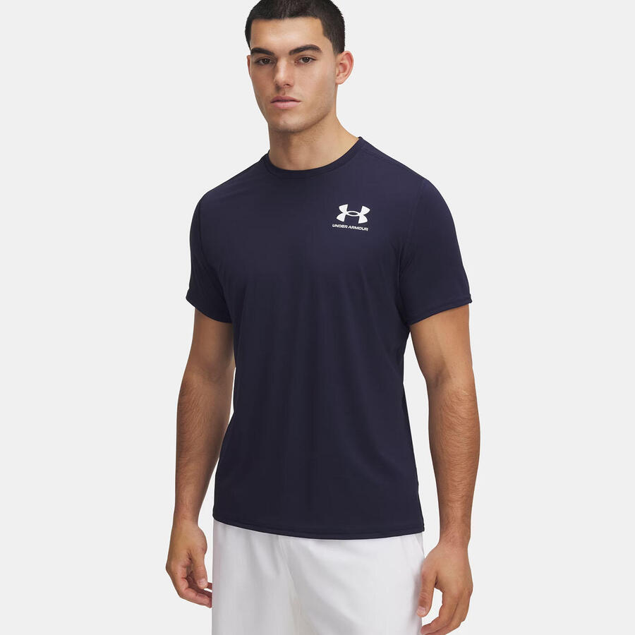 

UNDER ARMOUR Мужская приталенная рубашка Ua Heatgear с коротким рукавом, темно-синяя