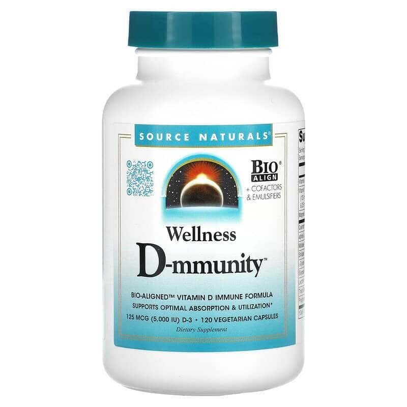 

Витамин D-mmunity Source Naturals Wellness 125 мкг, 120 вегетарианских капсул