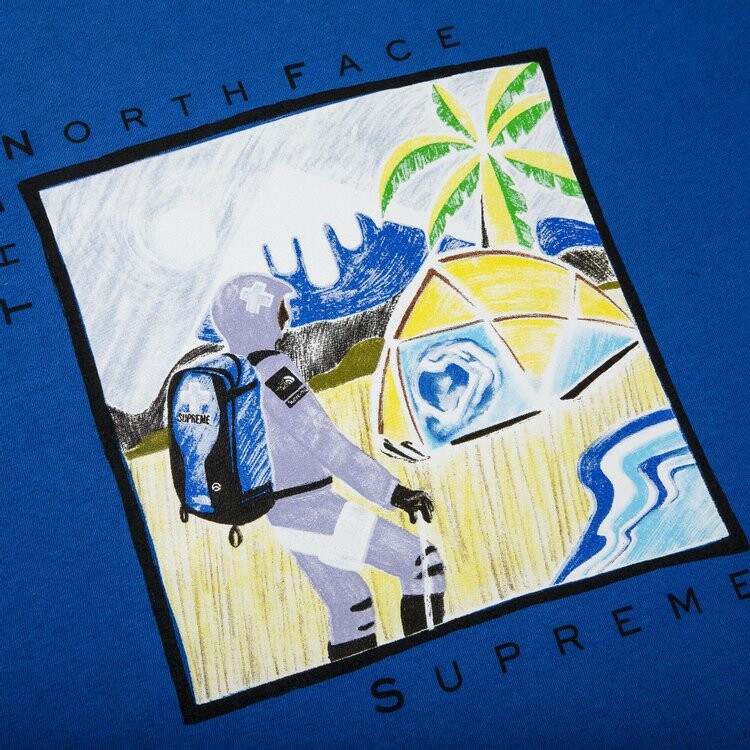 Футболка Supreme x The North Face Sketch Short-Sleeve Top 'Blue', синий — фото 3