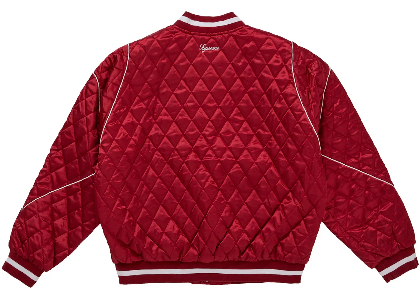 Мужская стеганая куртка-бомбер с атласной отделкой Supreme Champion Quilted Satin Varsity, цвет Dark Red — фото 3