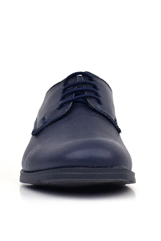 Детские туфли для мальчиков матовые на шнуровке Rakerplus, Navy Blue — фото 4