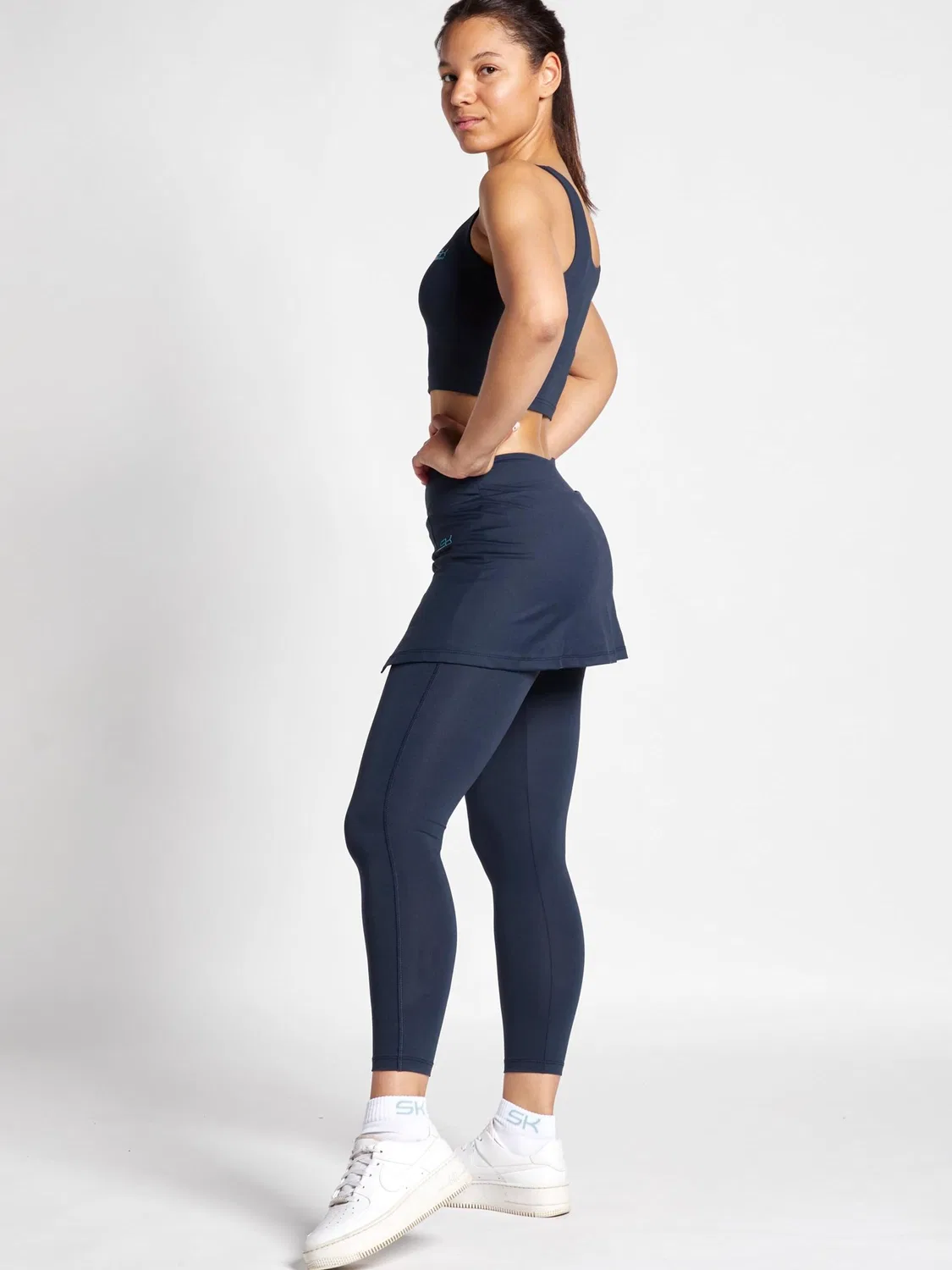 Спортивные брюки Sportkind Regular Workout Pants 2-в-1 Skirt, темно-синие — фото 4