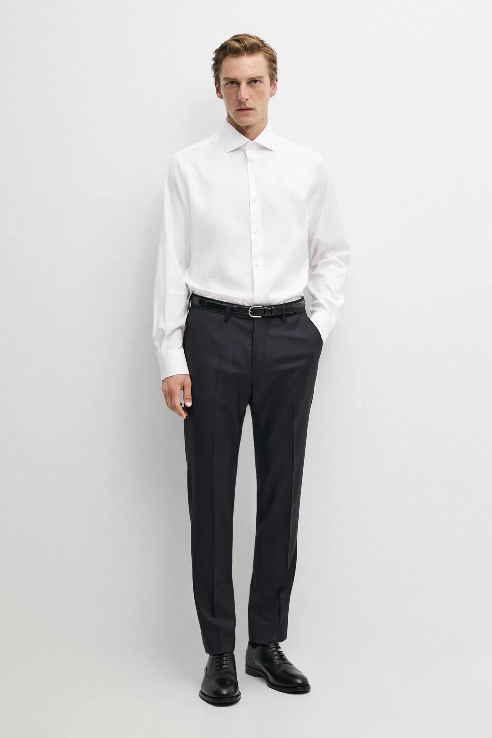 Рубашка Massimo Dutti, стандартный крой, хлопок, белый