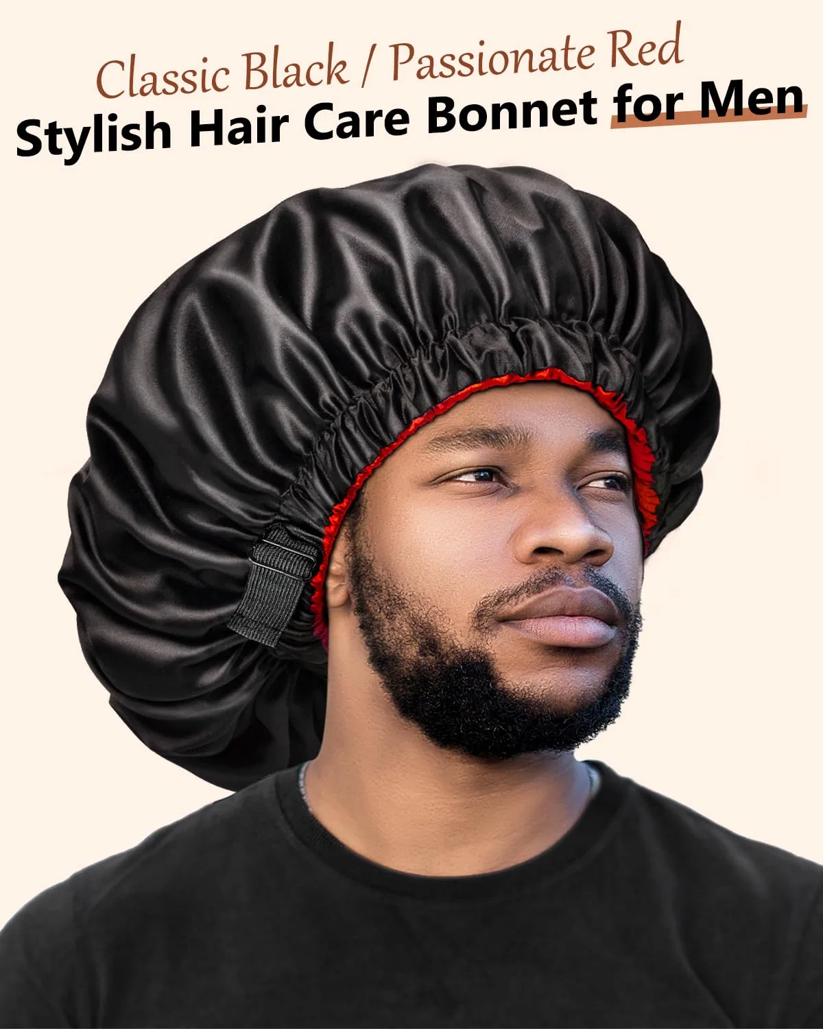 Шапочка для душа Satin Bonnet 2 Pack, X-Large, mikimini, black/red — фото 2