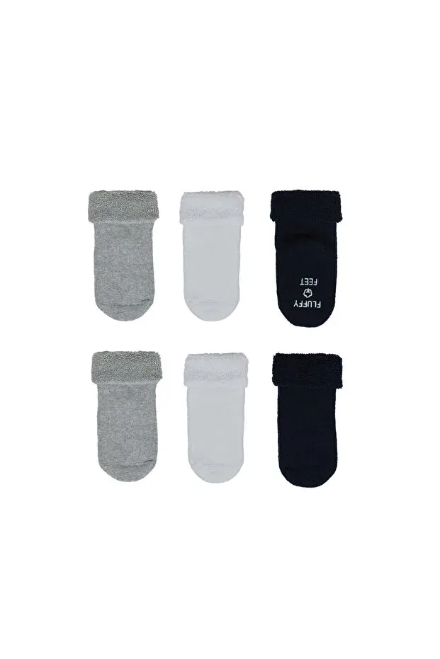 Детские носки для новорожденных хлопковые 6-Pack curly towel baby seamless socks Fluffyfeet, Navy Blue
