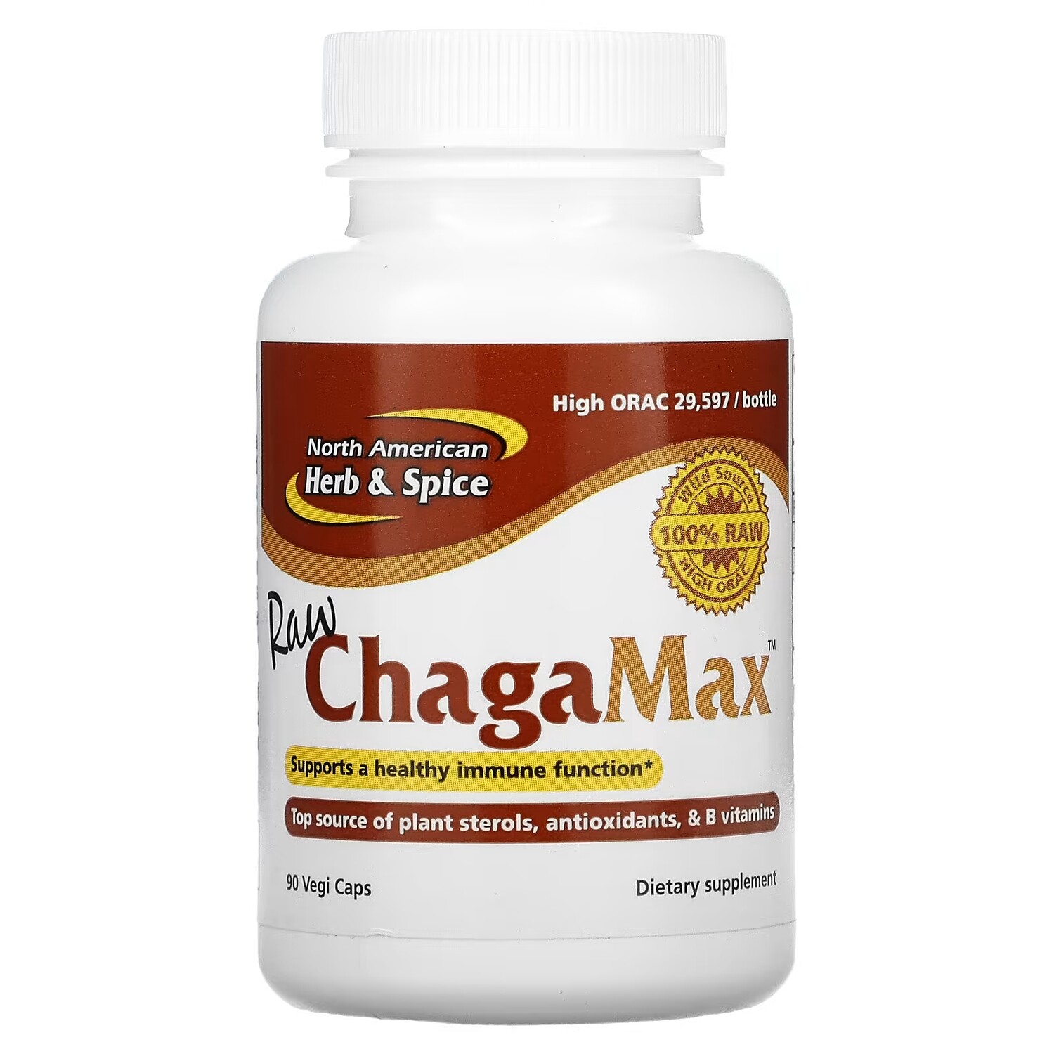 

North American Herb & Spice Сырой ChagaMax, 90 растительных капсул