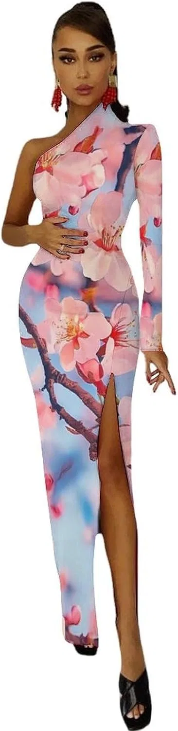 Женское вечернее платье с одним рукавом Bodycon Cherry Flowers, Style — фото 3