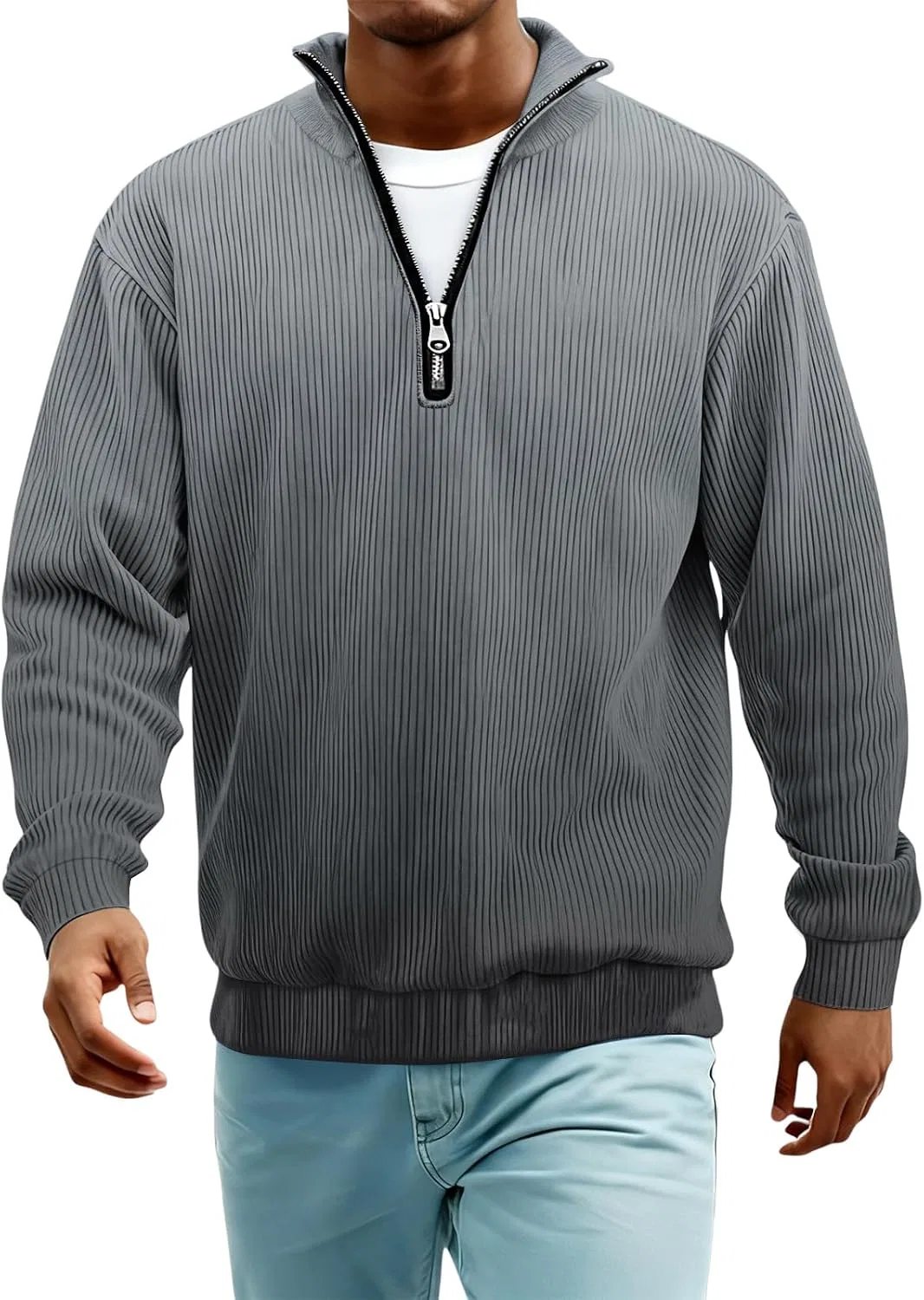 Мужская футболка с длинным рукавом хенли Regular Fit, Grey — фото 3