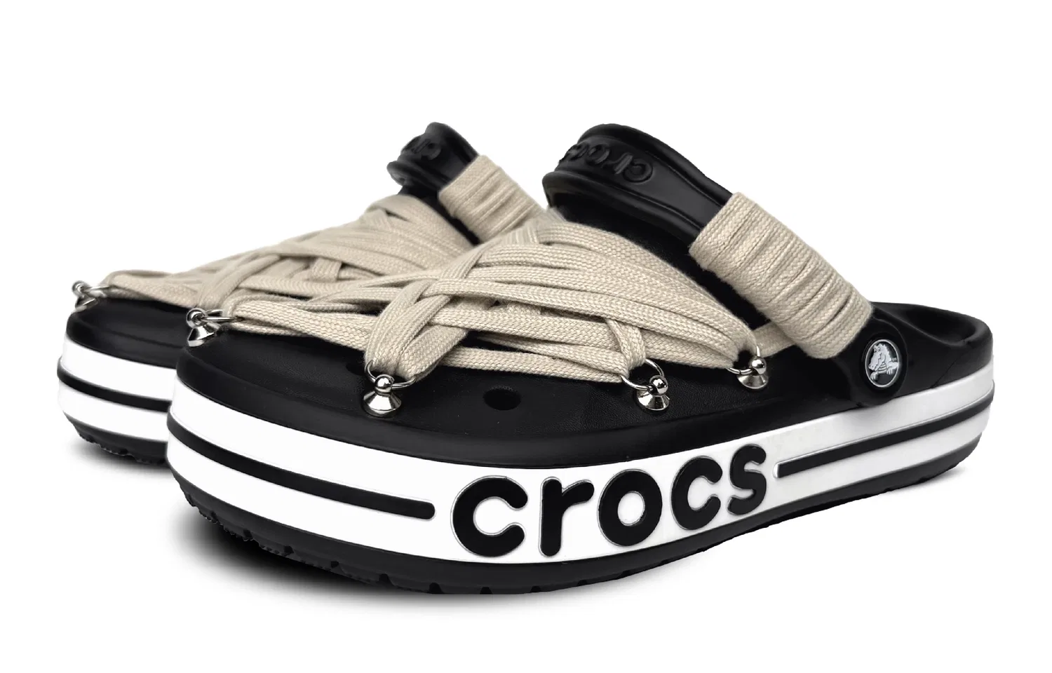 Детские сандалии-клоги с ремешками Crocs, Black — фото 4
