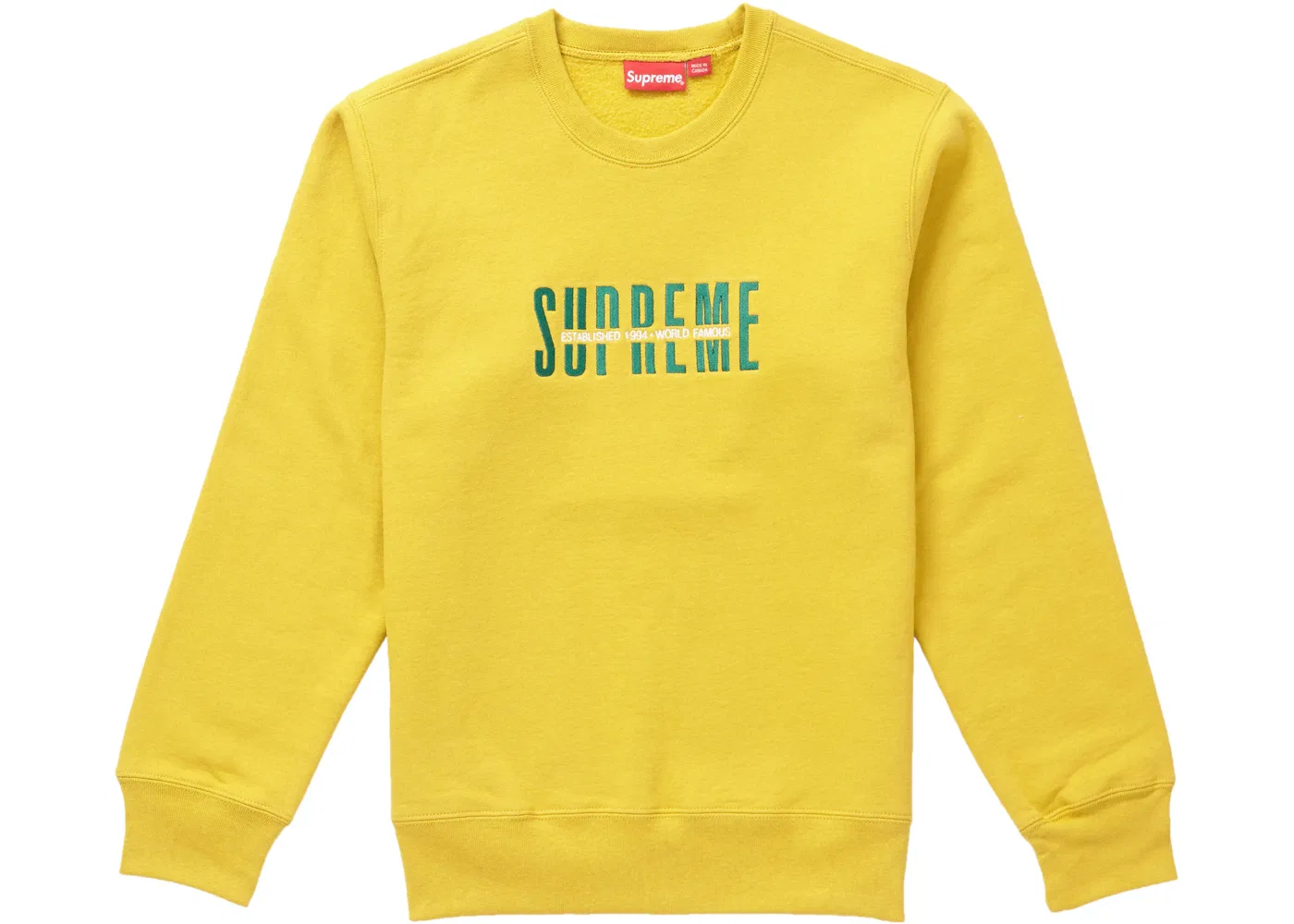 Мужской свитшот с принтом Supreme World Famous Crewneck, Mustard