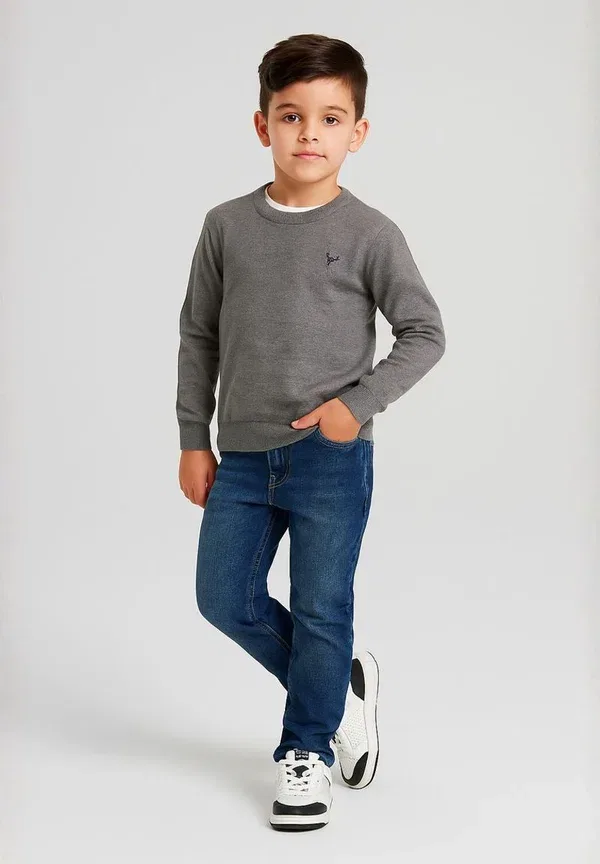 Свитер из вискозы Crew neck long sleeve Minoti, Mottled Grey, серый