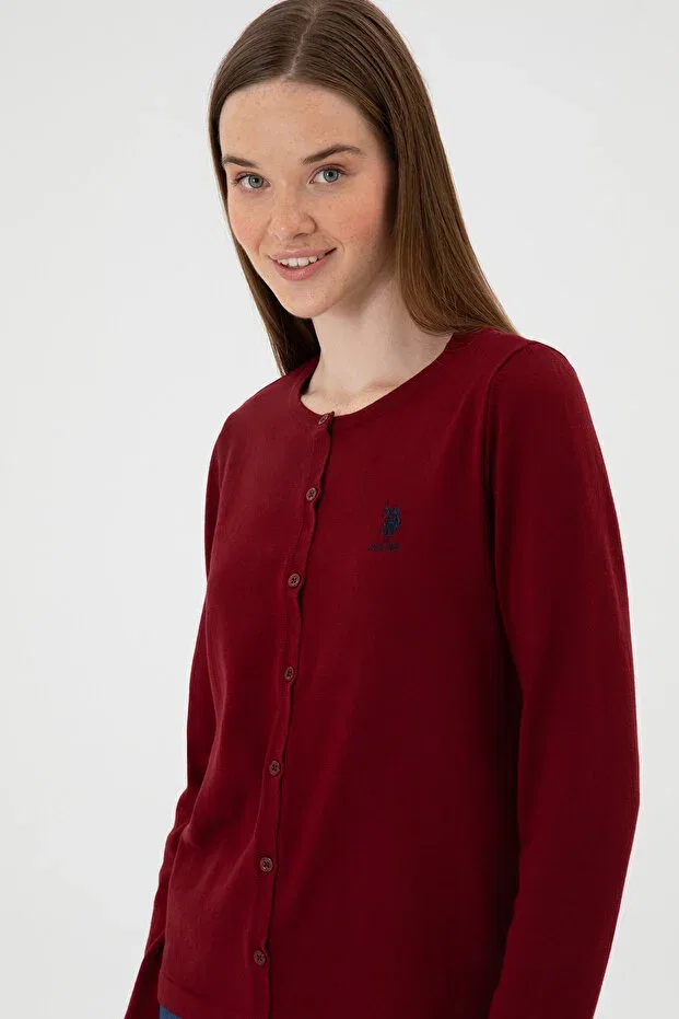 Женский кардиган с длинным рукавом U.S. Polo Assn., Burgundy — фото 2