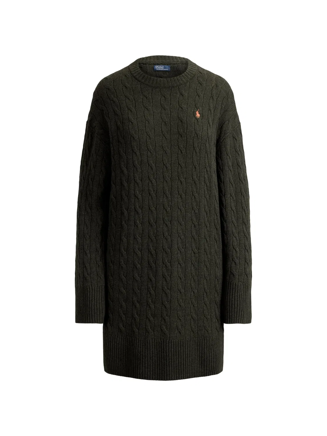 Вязаное платье мини с длинными рукавами Polo Ralph Lauren, зеленый