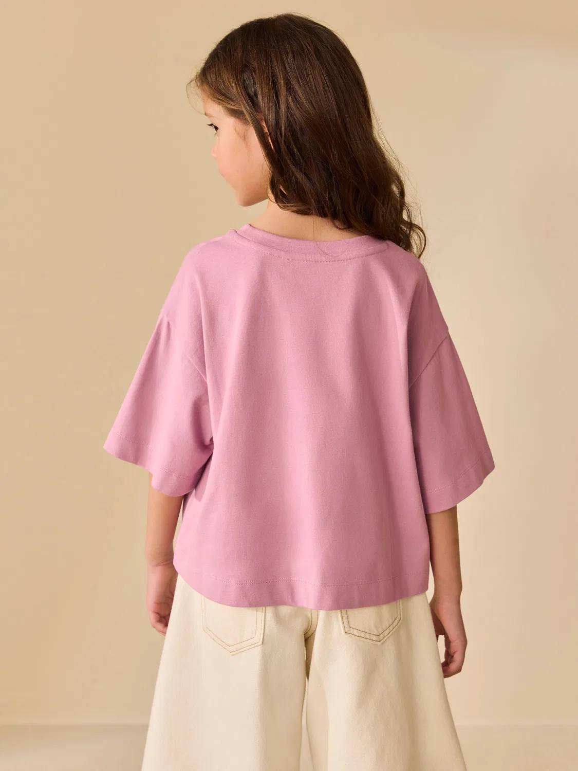 Футболка оверсайз бокс кроп, модель Pink Oversized Boxy T-Shirt Next, розовый — фото 3