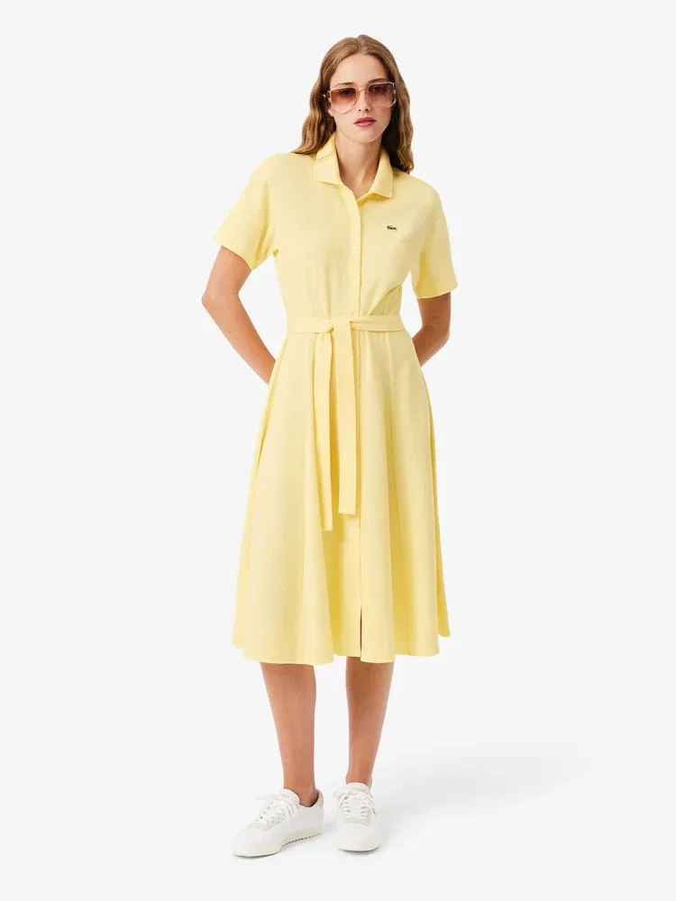 Платье поло LACOSTE Lemon, приталенное с поясом — фото 4